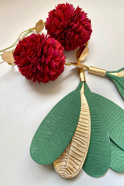 Marigold Flower and Champa Leaf Hanging, Set of 2