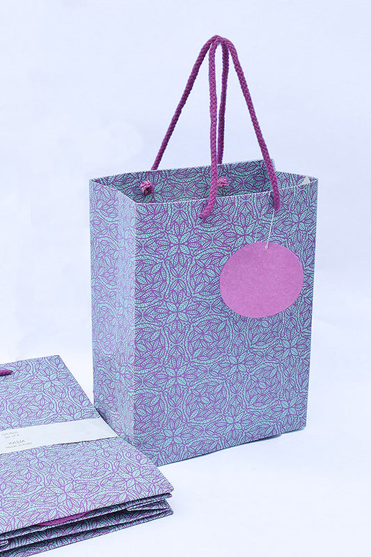 Circle Lace Blue Gift Bags, Medium, Set of 4, 9.5x7