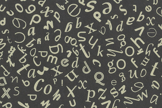 Scattered Letters: White on Black Handmade Paper ~100gsm Set of 5 50X70cm each