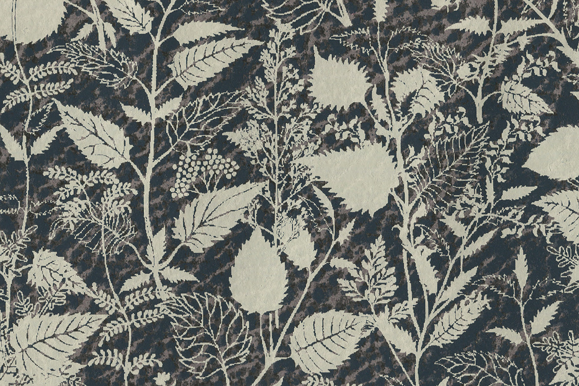 Black Stucco Texture with Leaves & Twigs Printed Handmade Paper Online