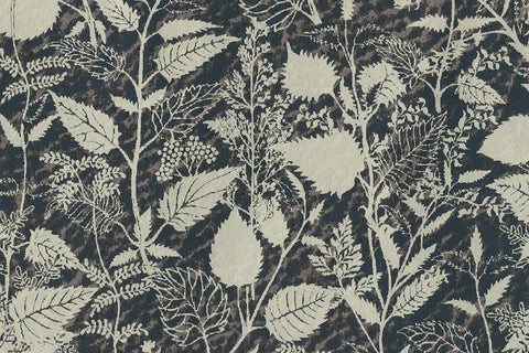 Stucco Texture with Leaves & Twigs: Black, Cream & Chocolate on Pepper Brown Handmade Paper ~100gsm Set of 5 50X70cm each