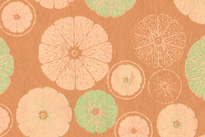 Tangerine Coral on Orange Citrus Sections Printed Handmade Paper Online