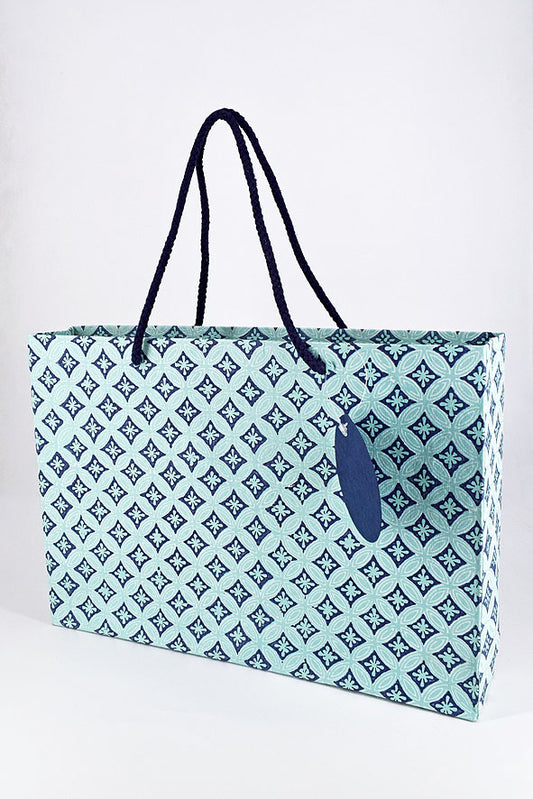 Circular Patterns Blue Handmade Paper Gift Bag Online
