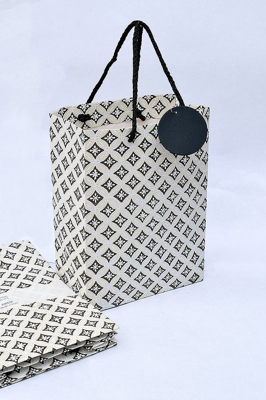 Circular Patterns Ivory Gift Bags, Set of 4