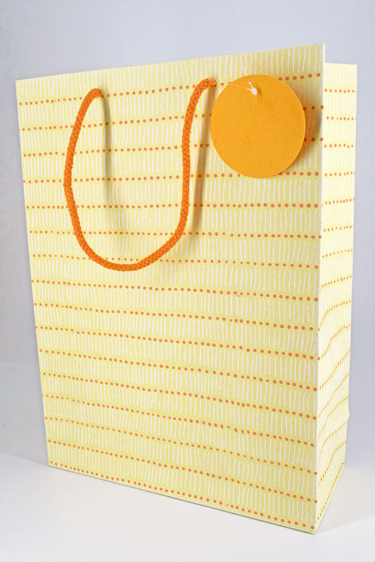 Bars & Dots Yellow Gift Bags Large, Set of 4, 14x10