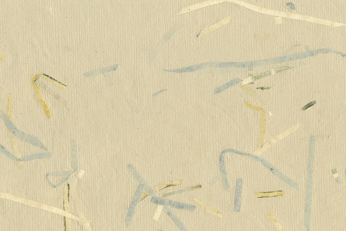 Beige with Green Mixed Strips Handmade Paper