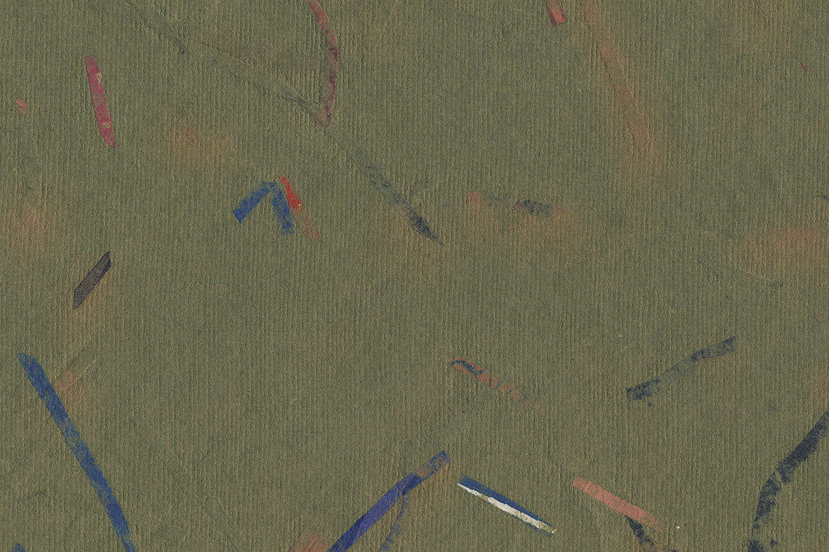 Olive with Black Blue Red Strips Handmade Paper