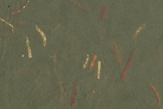 Olive with Red Orange Naturals Mixed Strips Handmade Paper