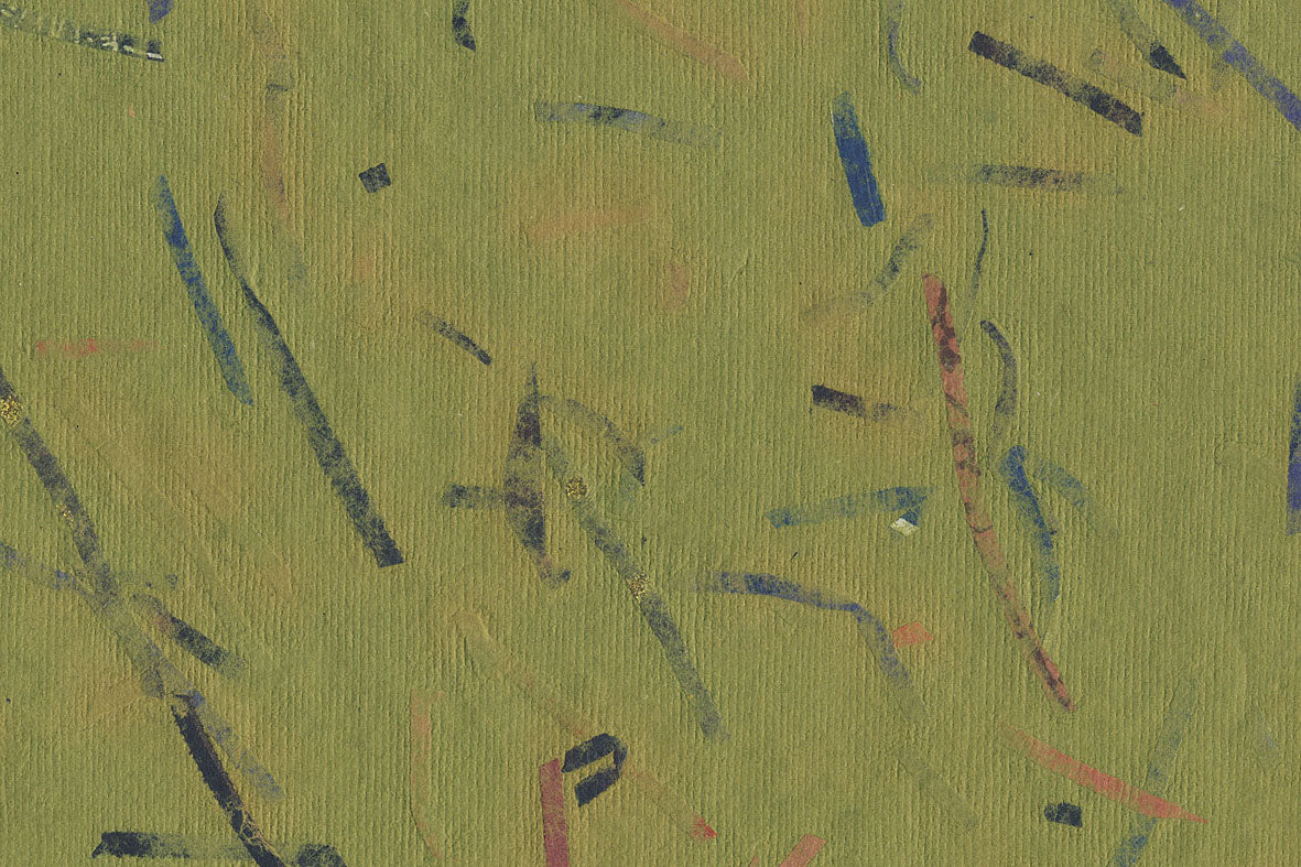 Green with Black Blue Red Mixed Strips Handmade Paper