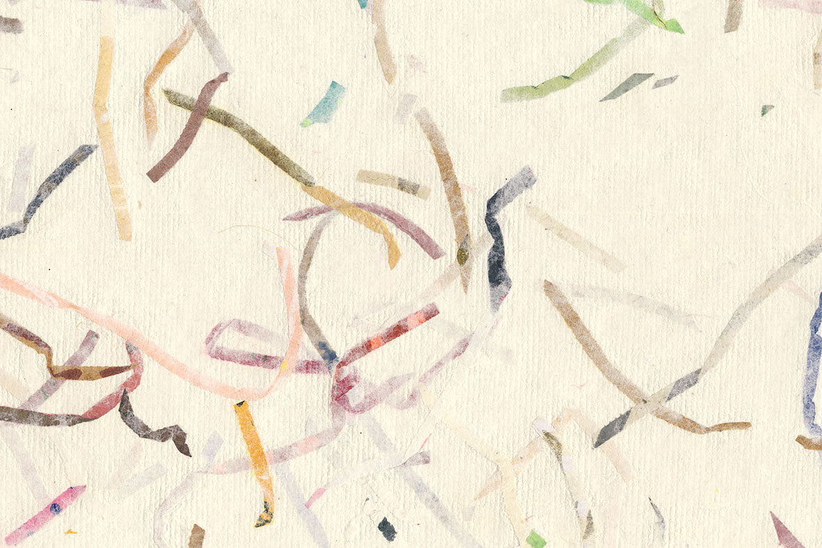 White with Mixed Strips Handmade Paper