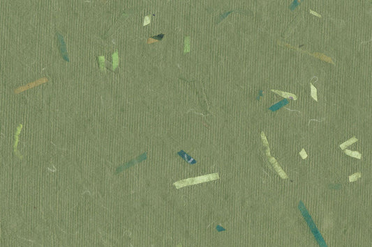 Vichy Green with Green & Mixed Brights Chips Handmade Paper ~95gsm Set of 5 56x76cm each