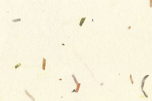 Ivory with Khaki Green Mixed Chips Handmade Paper