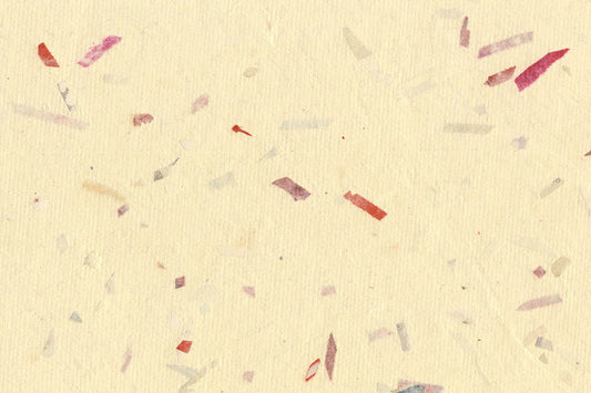 Cream with Jute Pink Red Mixed Chips Handmade Paper