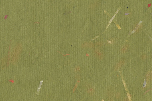 Moss Green with Gray Red & Black Mixed Chips Handmade Paper ~135gsm Set of 5 56x76cm each