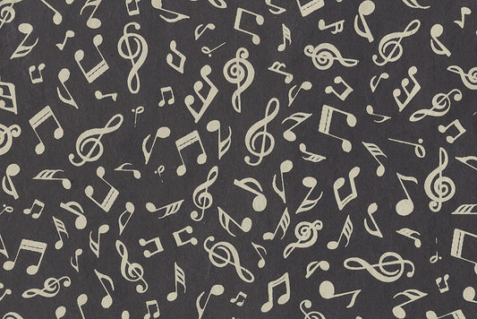 Music Print: White on Black Handmade Paper ~100gsm Set of 5 50X70cm each