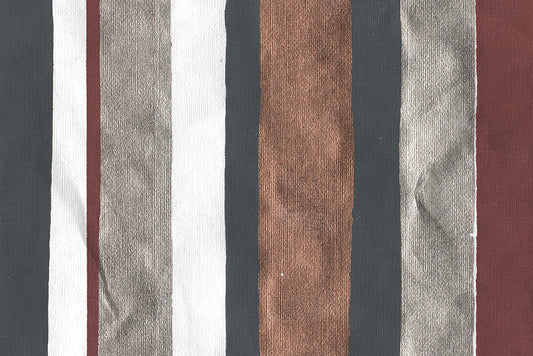 Multi Stripes: Maroon Ivy Champagne & Copper on White Handmade Paper 