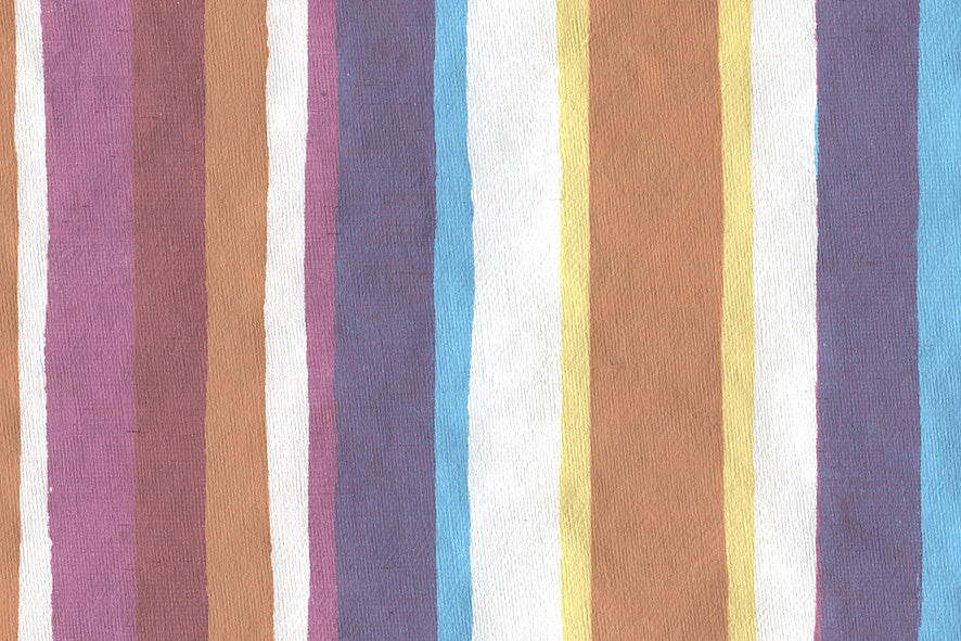 Multi Stripes: Orange Magenta Phirozi & Yellowon White Handmade Paper 