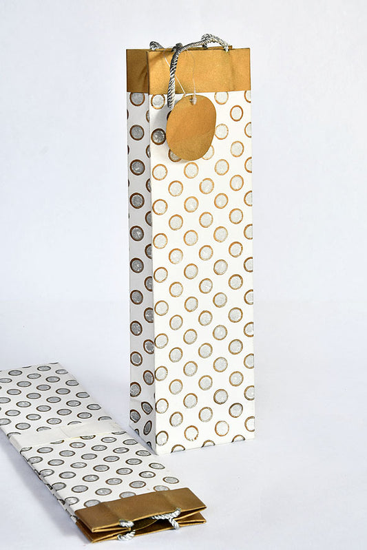 Shadowed Dots Gold Gift Bags Bottle, Set of 4, 14x4