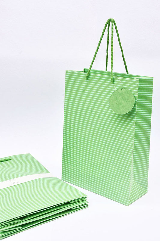 Stripes Green Gift Bags, Set of 4