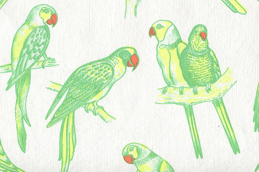  Lime Green on White Parrot Printed Handmade Paper Online