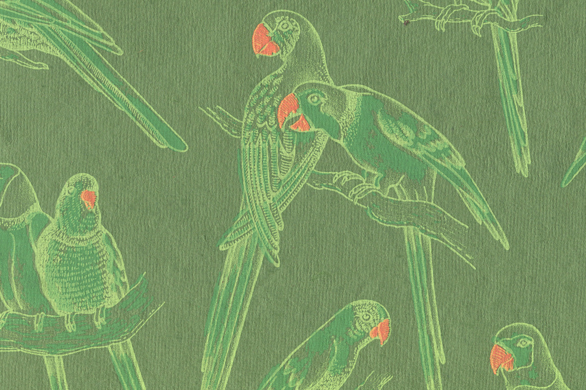  Lime Green on Green Parrot Printed Handmade Paper Online
