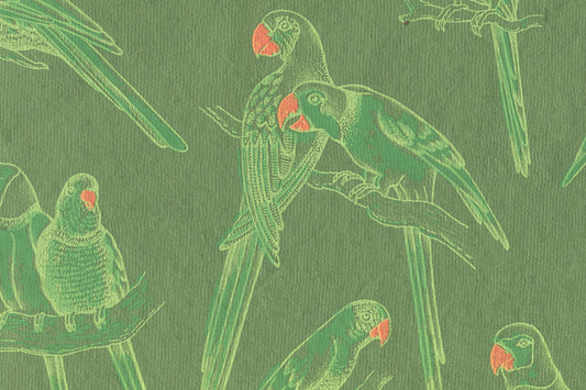  Lime Green on Green Parrot Printed Handmade Paper Online