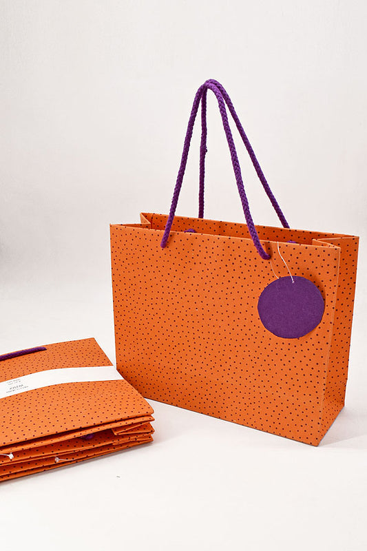 Raidana Dots Orange Gift Bags Medium, Set of 4, 7x9.5