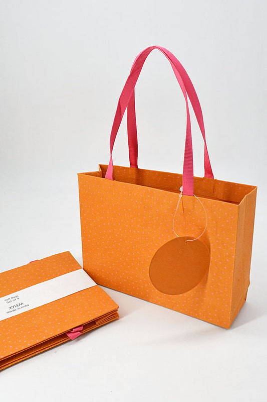 Raidana Dots Orange Gift Bags Small, Set of 4, 7x5