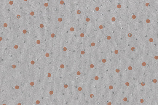 Dots Print: Orange & Silver on Ash Gray Handmade Paper ~100gsm Set of 5 50X70cm each