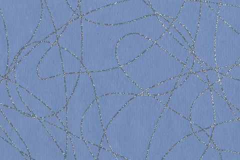 Strings Silver Glitter On Faded Blue Handmade Paper Gift Wrap Online