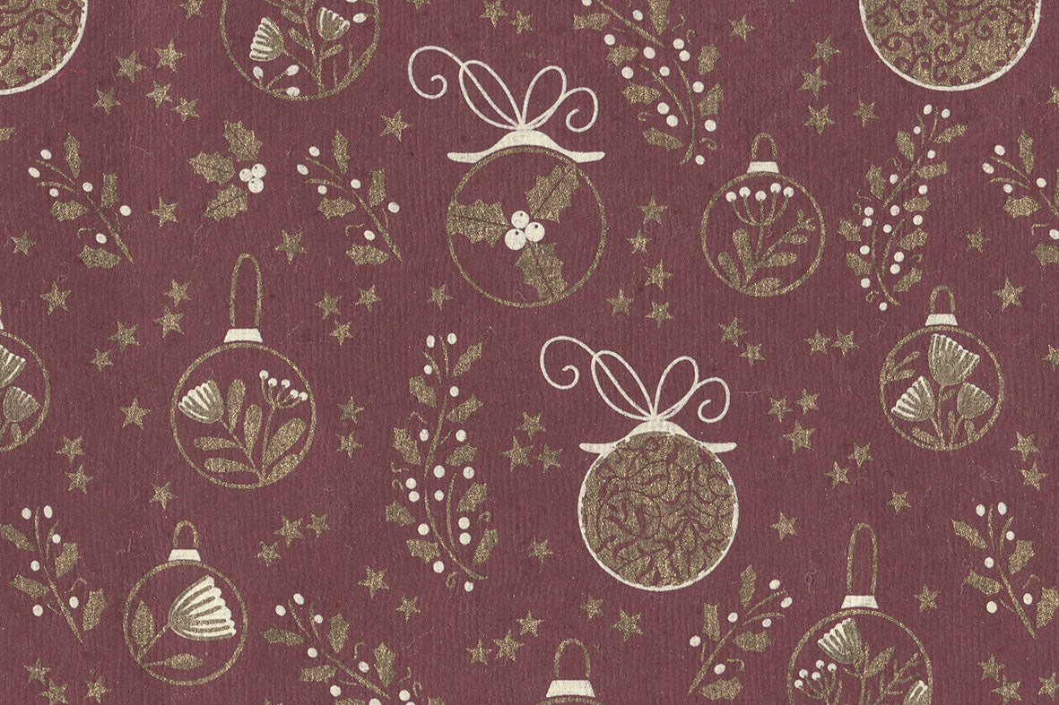 Christmas Baubles Print Cotton Rag Handmade Paper