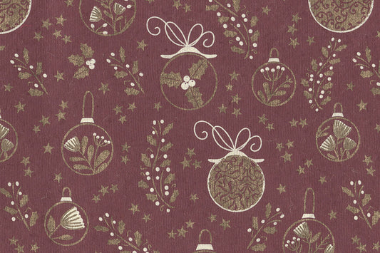 Christmas Baubles Print Cotton Rag Handmade Paper