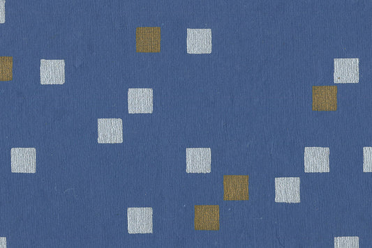 Square Confetti: Silver & Gold on French Blue Handmade Paper ~100gsm Set of 5 50X70cm each