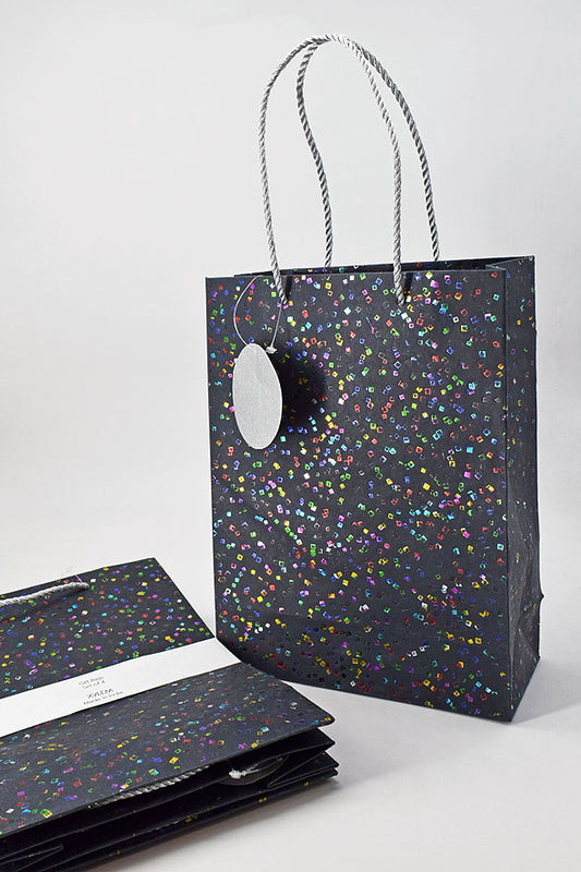 Squares Scatter Black Gift Bags, Set of 4