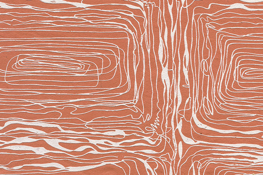Squiggle Mazes: White on Orange Handmade Paper ~100gsm Set of 5 50X70cm each