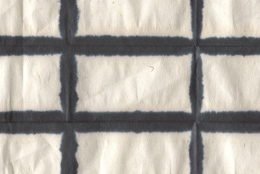 Rectangular Grid Dyed: Black on Natural Daphne Handmade Paper ~40gsm Set of 5 50X70cm each