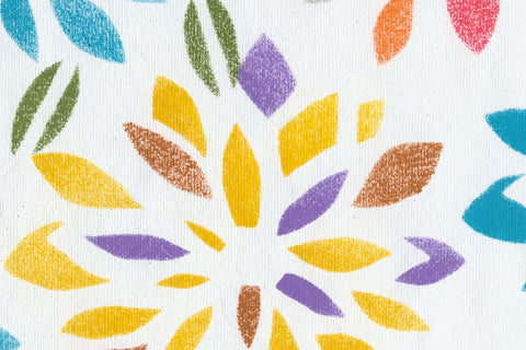 Stencil Flower Multicolor on White Texture Handmade Paper Online
