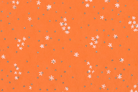 Stars White & Silver Glitter On Orange Handmade Paper Gift Wrap Online