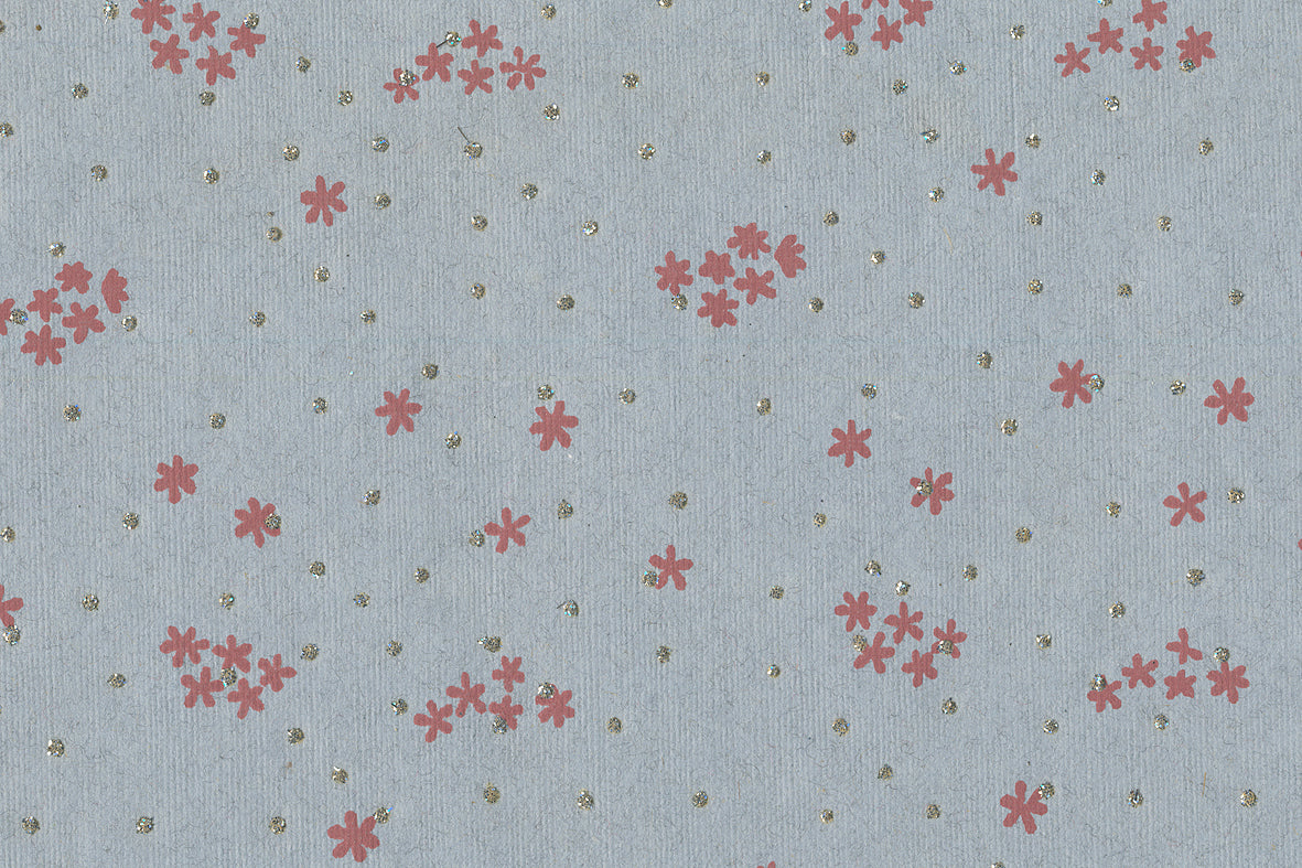 Stars Red & Silver Glitter On Light Blue Handmade Paper Gift Wrap Online