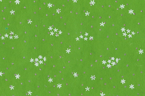 Stars White & Silver Glitter On Green Handmade Paper Gift Wrap Online