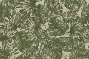Tropical Leaves: Kale Green on Gray Green with Coir Fibre Handmade Paper ~115gsm Set of 5 50X70cm each