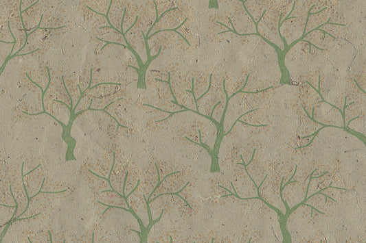 Gold & Green On Green Dotted Trees Printed Handmade Paper Online