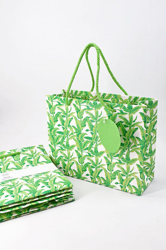 Green Tree on White Medium Handmade Paper Gift Bag Online