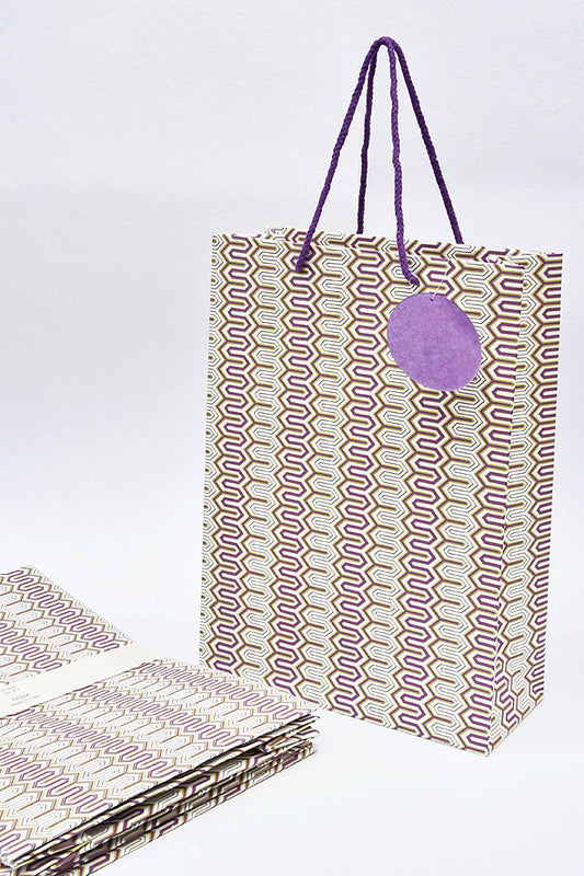 Frieze Interlock Green Gift Bags Large, Set of 4, 14x10