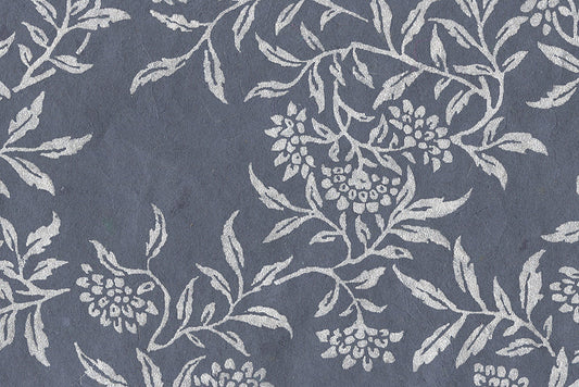 Flower Vines: Pearl on Blue Paper Shreds & Banana Fibre Handmade Paper ~40gsm Set of 5 50x74cm each