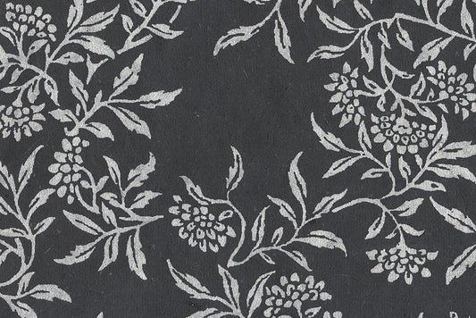 Flower Vines: Pearl on Black Paper Shreds & Banana Fibre Mixed Pulp Handmade Paper ~50gsm Set of 5 50x74cm each