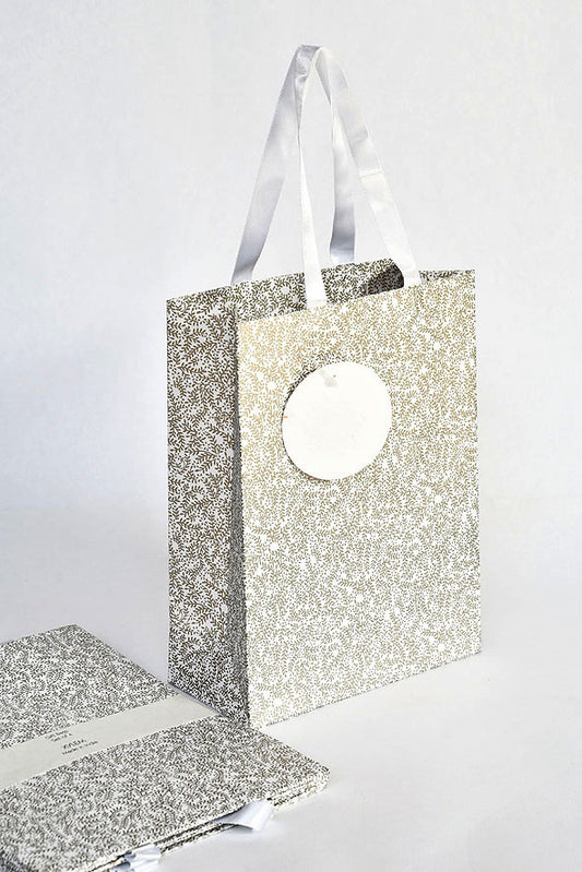 Floral Vines White Gift Bags Medium, Set of 4, 9.5x7