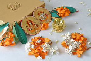 Ganesh Laxmi Vandanwar with Diya & Flower String Diwali Gift Hamper Online