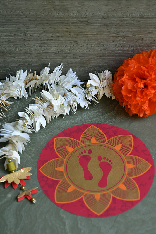 Laxmi Kadam Floor Stickers, Set of 2, 5x5