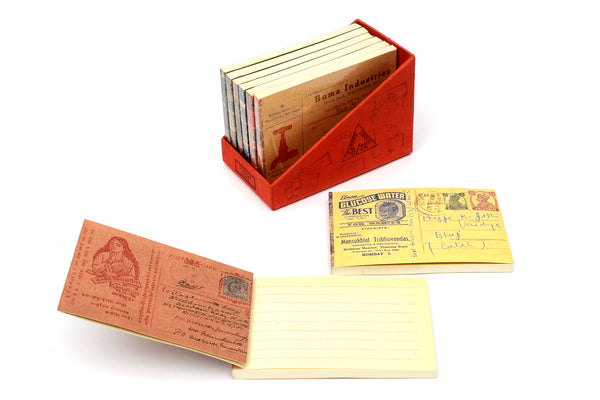 8 Assorted Vintage Postcard Notebooks in Box Sleeve, A6 Landscape, Ruled pages